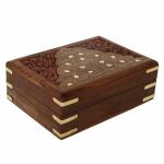 Naayaab Craft Handmade Wooden Jewellery Box for Women | Wood Jewel Organizer Storage Box | Gift Box for Women Necklace Earring Set Bangles Churi Holder (L-15.5 x B-10 x H- 6)