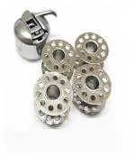 HIRDAY Metal Bobbins and Bobbin case Outer Compatible with All Domestic SV Sewing Machines houshold Half Shuttle Steel Finish