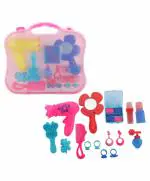 KiddyBuddy - Baby's Little World Little Girls Beauty Set Toy Kit with Toy Hairdryer, Mirror & Other Accessories, Fashion Pretend Makeup Set for Kids