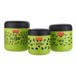 HAZEL Tea Sugar Coffee Container Set of 3 | TSC Stainless Steel Containers For Kitchen | Kitchen Storage Conisters 300 ml to 600 ml, Green