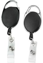 Shining Zon Oval Shape Retractable YoYo Clip for Id Card Holder with Metal Stainless Steel Frame Key Chain (Set of 20, Black)