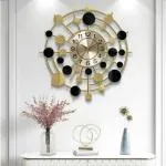 DELIGHT DECOR Wall Clock Art Large Wall Clock Large Metal Decorative Wall Clocks,3D Art Silent Non Ticking Quartz Clock,Creativity Wall Clocks for Office in Living Room | Sun black tikli | Size-12x18 Inch Single FrameInch