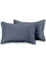 TRUE PAISA 2 Piece Plain Stripes Pillow Cover For Bed Couch - Ultra Soft Luxuries Large Size Glace Cotton Pillow Cover Cases - Premium Stitched Standard Pillow Cover Set, 18 x 28 Inches, Dark Grey