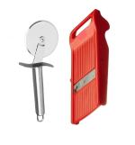 Blue Wonder Stainless Steel SS Pizza Cutter With Stainless Steel Johny Slicer Multipurpose Potato/Onion Slicer and Vegetable Slicer and (Multicolour, Pack of 2)