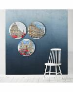 The Artment your artistic apartment Unframed Multicolor Round Canvas Wall Decor 24 cm (Set of 3)
