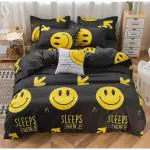 Divvay Homes 160 TC Microfiber Double, Double Cartoon Flat Bedsheet (Pack of 1, Black, Yellow)