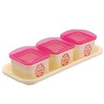 Trueware Pink Plastic Storage Container - 500 Ml (Pack of 3)