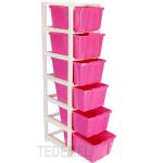 Tedemel Studio 6 Xl(Extra large), Modular Drawer, Virgin Plastic for Home, Office, Parlor, School, Doctor, Home and Kids, Product Dimension when assembeled (30cmx36cmx118 cm), Color: Pink