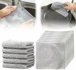 GRETZOMALL Scrubbing pad Wire dish cloth Kitchen scrubber Cleaning pad Dishwashing cloth Scouring pad Stainless steel scrubber Heavy-duty scrubbing Non-scratch pad Multipurpose cleaner (PAK OF 5)