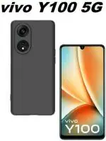XOVO Back Cover for vivo Y100 5G (Black, Dual Protection, Silicon, Pack of 1)