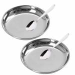 PGD Stainless Steel Baby Feeding Plates - 2 Plates with 2 Spoons (combo pack)