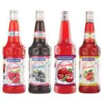 Manama Raspberry Syrup, Blueberry Syrup, Cranberry Syrup and Strawberry Syrup | 750ML Each | Mixer for Mocktails, Cocktails, Drinks, Juices, Beverages | Pack of 4