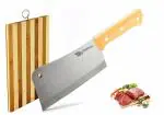 Shruthi ECO Friendly Kitchen Knife Combo Large Wooden Chopper Knife / Butcher Knife / Meat Cleaver + Wooden Chopping Board, XXXL Heavy Duty Solid Stainless Steel Knife