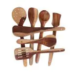ShopiMoz Wood Ladles - Wooden Flip/Spatula/Ladle for Cooking Dosa-PACK OF 7