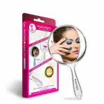 MAJESTIQUE Dual Side Extra Large Handheld Mirror, 1X/10X Round Magnifying Mirror for Makeup - White