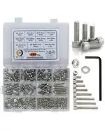 Epi-Torque Socket Head Cap Screws, Nuts, Allen Bolts, Washers with Allen Keys - Alloy Steel 202 Grade - Metric M4 Assortment Kit Set with Storage Box (Pack of 491)
