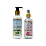 Rushi Khadi Combo Pack Of Cucumber With Alovera Cleansing Milk 200 ml And Rose Water 210 ml