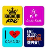 Whats Your Kick Kabaddi King Printed Set of 4 Coasters With Beautiful Metal Stand