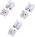 SAGEPL White Plastic Type Lock Electric Wire Connectors and 2 way Terminal terminal Block Wire Connector (Pack Of 10)