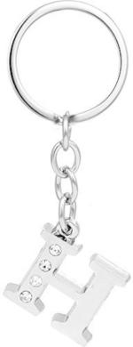 Blue Aura Grazy Silver Metal Letter H Key Chain