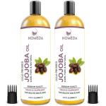 Homeda Cold Pressed Jojoba Oil (400 ml) for Hair Growth, Face Glow, Skin - 100% Pure, Organic, Virgin & Unrefined