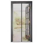 LifeKrafts Grey Polyester Mosquito Net Curtain for Doors with Magnets 220 cm x 80 cm