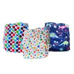 Seabird Regular Assorted Pack Of 3 (3 Diaper + 3 Insert) Cloth Diaper For Baby | Washable & Reusable Cotton Diaper Freesize | Adjustable | Reduce Rashes | With Quick Dry Insert Pad
