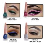 Looks United New Fashion Shimmer Glitter Metallic Eyeliner (Metallic Forest Green, Metallic Blush Pink, Metallic Blue Orchid, Metallic Pearl River Silver)Pack Of 4
