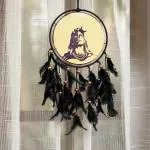 DULI Handmade Black Round Metal and Feathers Adiyogi Shiva Dreamcatcher
