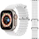 RUPELIK (Ocean 40mm Zikzal Metal lock White) Soft Silicone iWatch Strap Series 7,6,5,4,3,2,1/SE Compatible For Strap 40mm/38mm/41mm Smart Watch Strap (White)