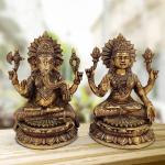 ARTVARKO Brass Maa Laxmi and Ganesh Idol Statue - 10 inch