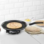 Borosil Granito Non-Stick Aluminium Flat Tawa, for Rotis & Parathas, Induction Base Black with Handle, 28 cm