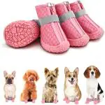 KUTKUT Waterproof Dog Boots Paw Protector, Anti-Slip Breathable Winter Snow with Reflective Strips Soft Comfortable Anti-Slip Rubber Sole Dog Shoes for Small Medium Dogs (SIZE: 5)