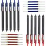 Pentel EnerGel Click 0.7MM Roller Gel Pen | Quick Dry Ink For Smudge-Free Writing | Ink Colour - 5 Red and 5 Blue | Pack of 10 Pens and 10 Refills