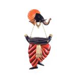 eCraftIndia Orange Embossed Iron Lord Ganesha playing Dholak Wall Hanging 45 cm x 22 cm