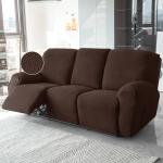 HOKIPO Premium 210gsm, Jacquard 3 Seater Recliner Sofa Cover, Chocolate Brown (AR-4974-BR)