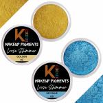 KINDED Golden and Sky Blue Powder Loose Shimmer Glitter Eyeshadow for Women - Pack of 2, Each Pack 3 g