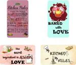 AVI Multicolor Rectangle Fridge Magnet With Rules Baking And Love Kitchen Quote (Pack of 4)
