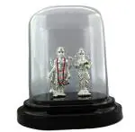 SILVERSPOT JEWEL 999 Pure Silver Beautiful Colorful Vishnu and Laxmi Together with Acrylic Base Idol/Statue/Murti for Pooja/Gift Item for Auspicious Occasion/Car Dashboard
