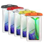 RJR (Pack of 5) Universal Waterproof Smartphone Protective Pouch Cellphone Case Mobile Case Cover with Lock upto 6.5 Inch for Pool, Beach, Waterpark, Diving