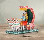 Simple Days Kondapalli Handicraft Wooden Geethopadesam (Krishna And Arjun Charriot) (Multicolor)