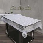 Agroha Table Cover for 6 Seater Dining Table Dining Table Cover 6 Seater||Waterproof Table Protector|Indoor and Outdoor Use (Stone with Silver Lace)