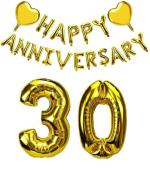 Festiko Gold Happy 30 Anniversary Combo Balloon Banner, 30th Anniversary Party Decorations, Perfect For 30th Wedding Anniversary Party Decorations Supplies
