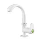 JINDAL PTMT Pillar cock Tap/Plastic Faucet/Swan Neck Pillar Cock Faucet/Tap With Swinging Spout/Tap for Bathroom/Deck Mounted Pillar Cock Faucet/Basin Tap with Flange/Tonti/Pack of 1/PTMT 0050(White)