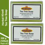Herbal Khadi NATURAL TEA TREE SOAP High Grade Tea Tree Essential Oil, Nourishing, Brightening, Antibacterial and Antifungal Herbal Soap for Men & Women (Pack of 2) (250 g)
