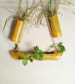 WATIKA CRAFT Wall Hanging Bamboo pots for Plants, Natural Bamboo Planter. Hanging pots for Plants Indoor, Hanging pots for Plants Balcony (Vartical Planter Set of 3)