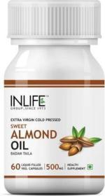 Inlife Sweet Almond Extra Virgin Cold Pressed Oil, Vegetarian Capsules (60 g)