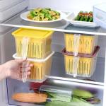 Topex Square Fridge Vegetable Container, Food Storage Box Refrigerator Organizer - 6400 ml Plastic Fridge Container (Pack of 4, Multicolor)