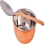 Shivshakti Arts Pure Stainless Steel & Copper Bowl | Katori With Spoon | Dessert Bowl Set - (Luxury Hammer Design, Vol - 150 ML Each katori) - 1 Piece Copper Serving Bowl (Brown, Pack of 1)