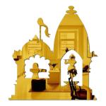 Bikri Kendra - Temple mandir Golden Mirror Stickers for Wall, Acrylic Mirror, Wall Mirror, 3D Stickers, Wall Stickers for Room Hall Home and Office